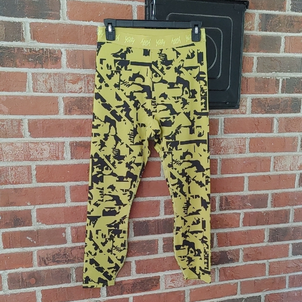 YITTY Yellow and Black Graphic Major Shaping High Waist Legging Size M (1057)